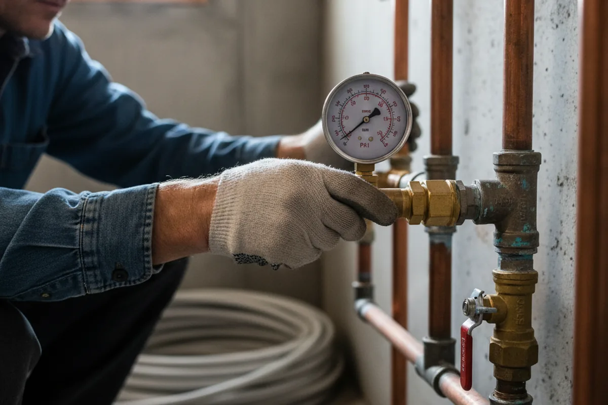 Pressure testing a repaired line during Water Line Repair in Calimesa
